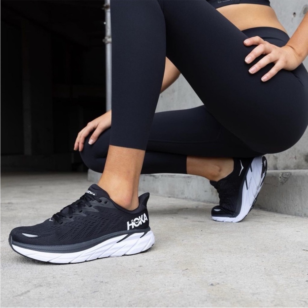 Hoka One One Black and White Sneakers